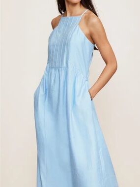 Navy Blue Mint Velvet Halter Maxi Dress - Women Med.